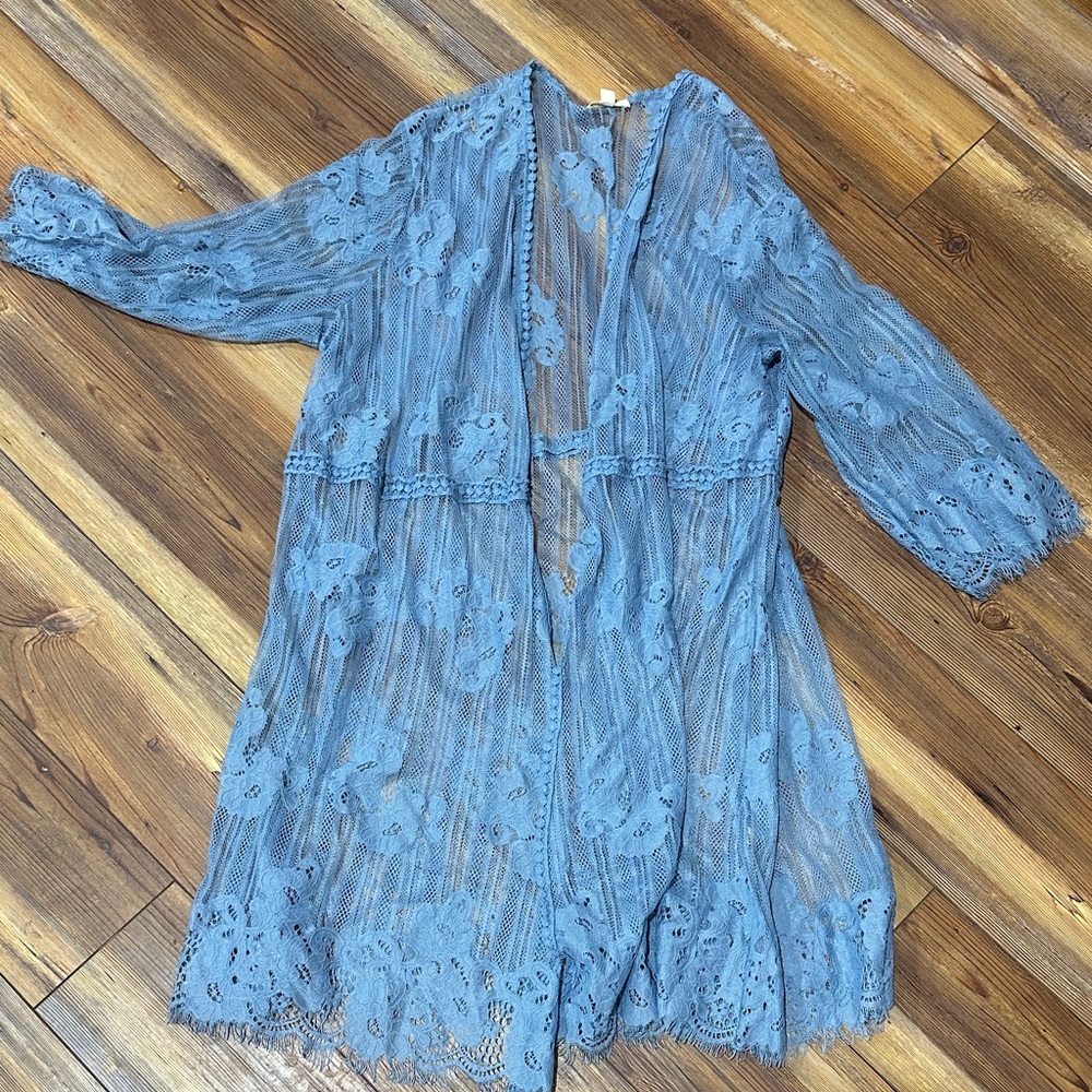 Paper Tee Light Blue Lace Cardigan
